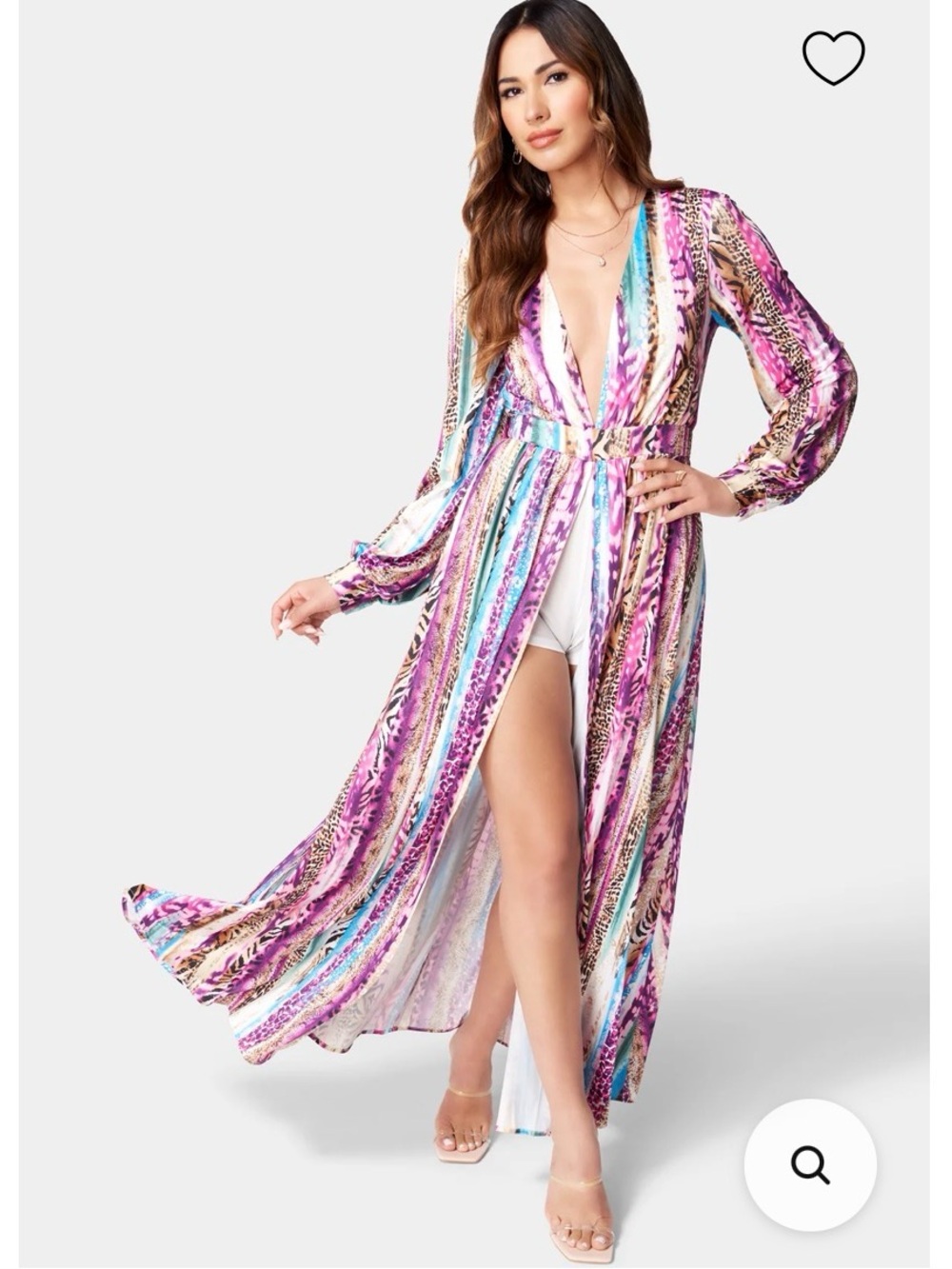 NWOT bebe Deep V Printed Maxi Dress –Medium